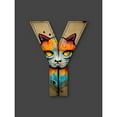 thumbnail image 1 of Letter Y Cat Face Multicoloured Decorative Graffiti Mural Alphabet Initial Stencil Extra Large XL Wall Art Poster Print, 1 of 3