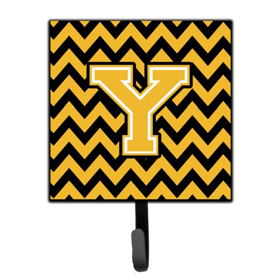 Letter Y Chevron Black and Gold Leash or Key Holder