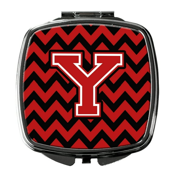 Letter Y Chevron Black and Red   Compact Mirror
