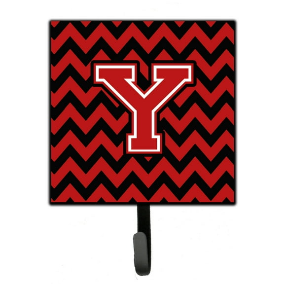 Letter Y Chevron Black and Red Leash or Key Holder