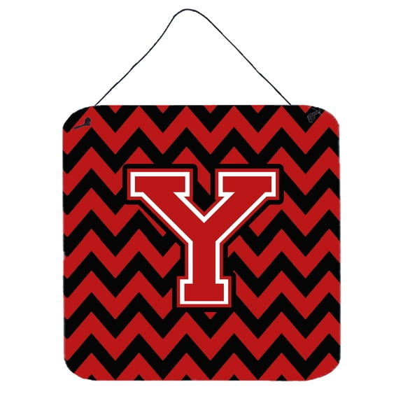 Letter Y Chevron Black and Red Wall or Door Hanging Prints