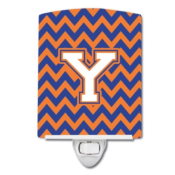 Letter Y Chevron Blue & Orange No.3 Ceramic Night Light