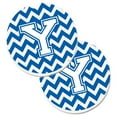 thumbnail image 1 of Letter Y Chevron Blue & White Set of 2 Cup Holder Car Coaster, 1 of 1