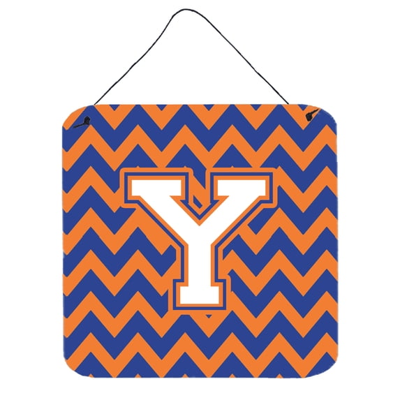 Letter Y Chevron Blue and Orange 3 Wall or Door Hanging Prints
