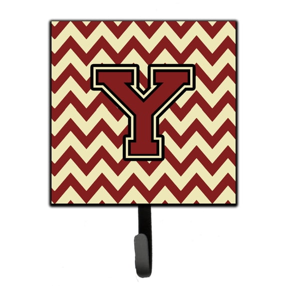Letter Y Chevron Maroon and Gold Leash or Key Holder