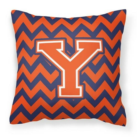 Letter Y Chevron Orange & Blue Fabric Decorative Pillow - 14 x 3 x 14 in.