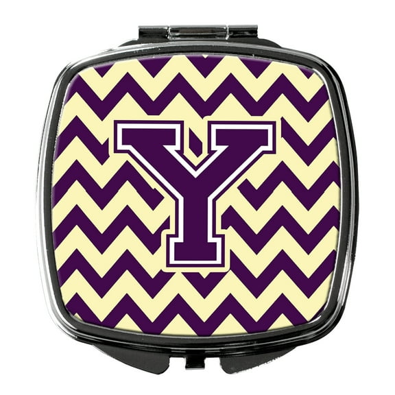 Letter Y Chevron Purple and Gold Compact Mirror CJ1058-YSCM