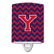 Letter Y Chevron Yale Blue & Crimson Ceramic Night Light