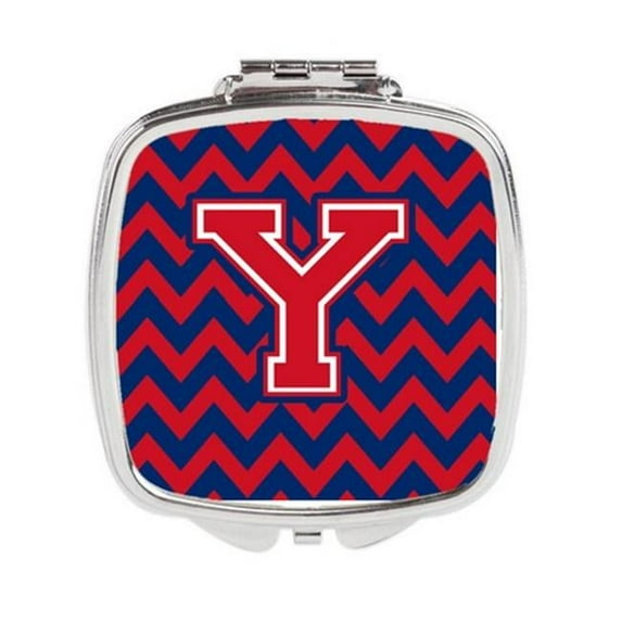 Letter Y Chevron Yale Blue & Crimson Compact Mirror - Yale Blue & Crimson
