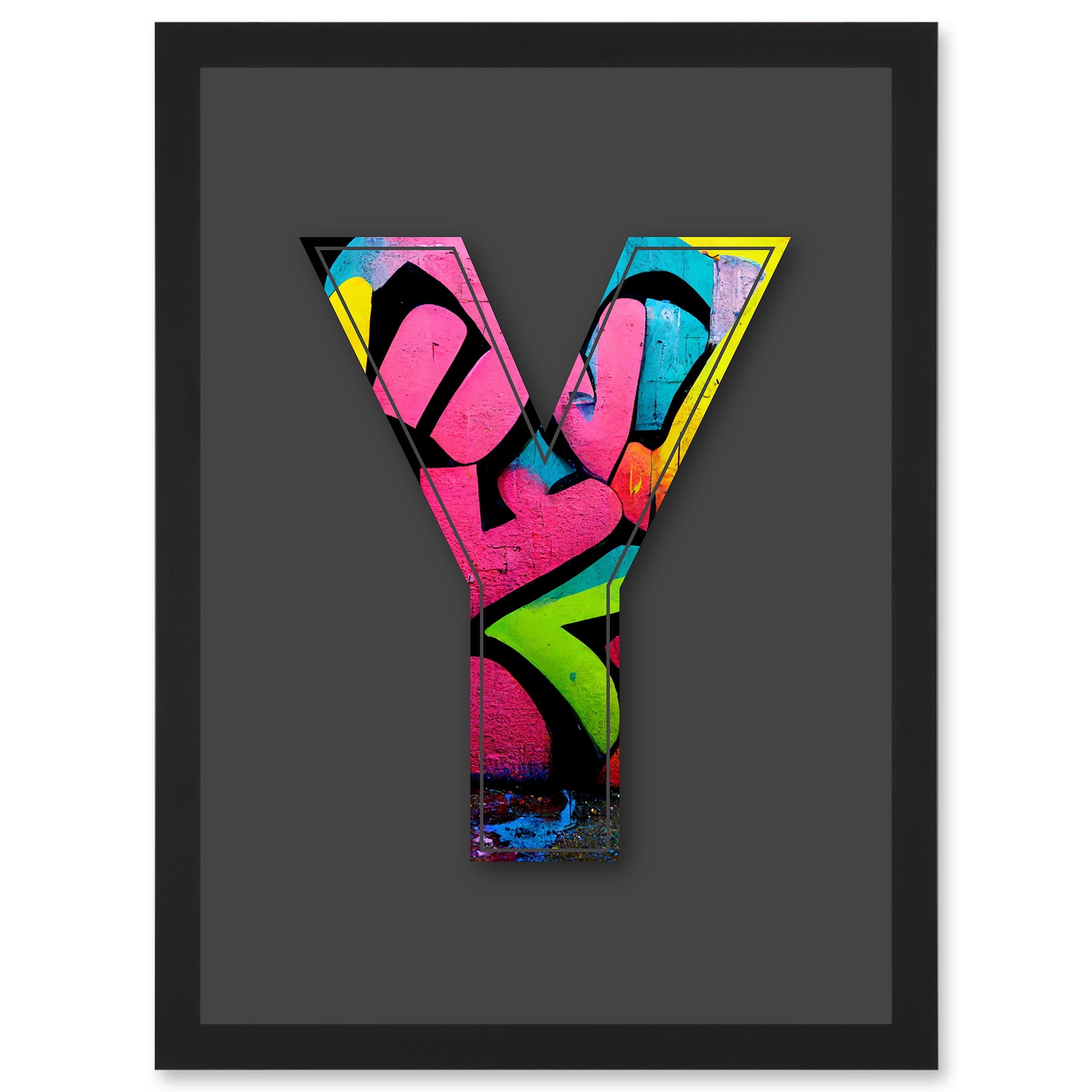 Letter Y Colourful Brick Decorative Graffiti Mural Alphabet Initial Stencil Artwork Framed Wall Art Print A4 - Walmart.com letter-y-stencil-alphabet-stencils-are-reusable-and-made-in-usa