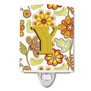 Letter Y Floral Mustard & Green Ceramic Night Light