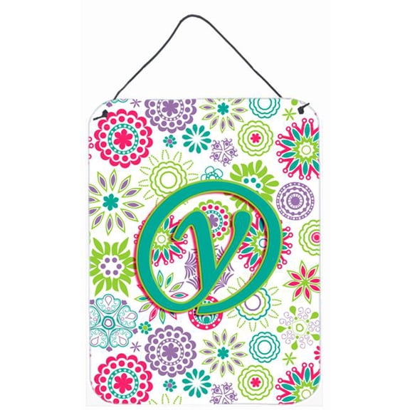 Letter Y Flowers Pink Teal Green Initial Wall and Door Hanging Prints