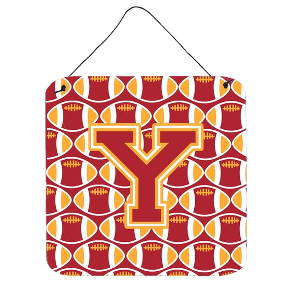 Letter Y Football Cardinal and Gold Wall or Door Hanging Prints