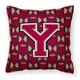 thumbnail image 1 of Letter Y Football Garnet and Gold Fabric Decorative Pillow, 1 of 4