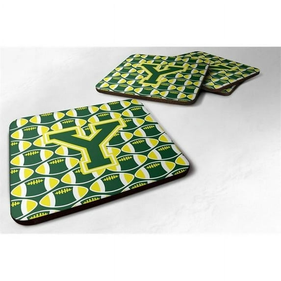 Letter Y Football Green & Yellow Foam Coaster