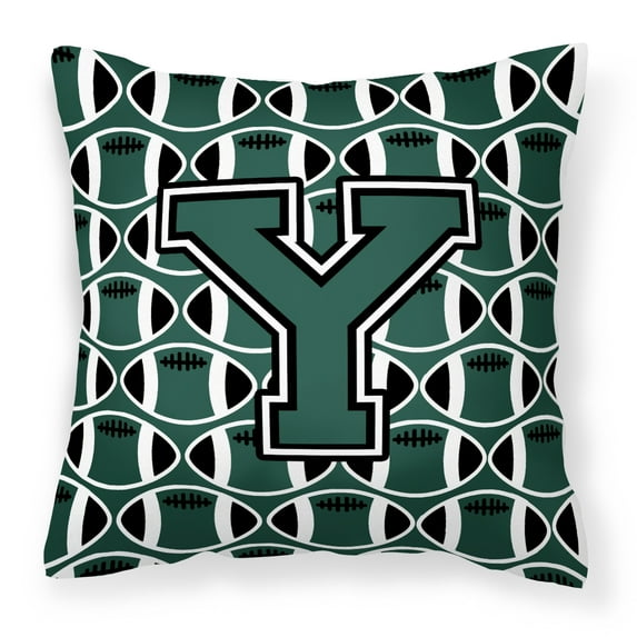 Letter Y Football Green and White Fabric Decorative Pillow