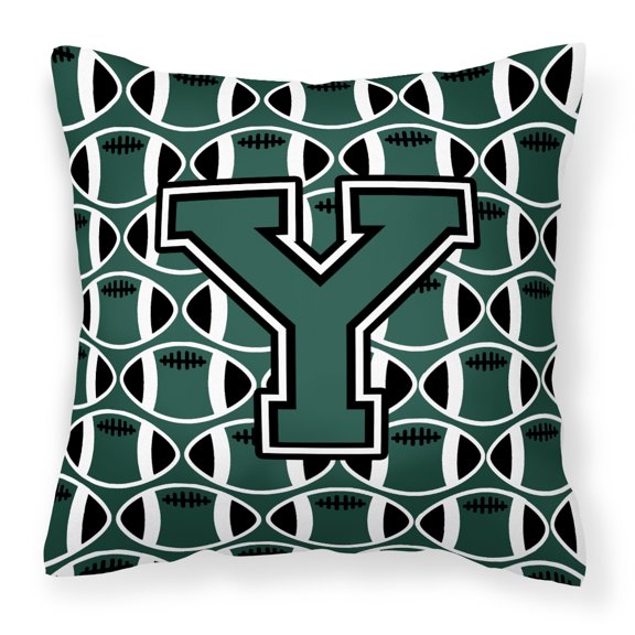 Letter Y Football Green and White Fabric Decorative Pillow