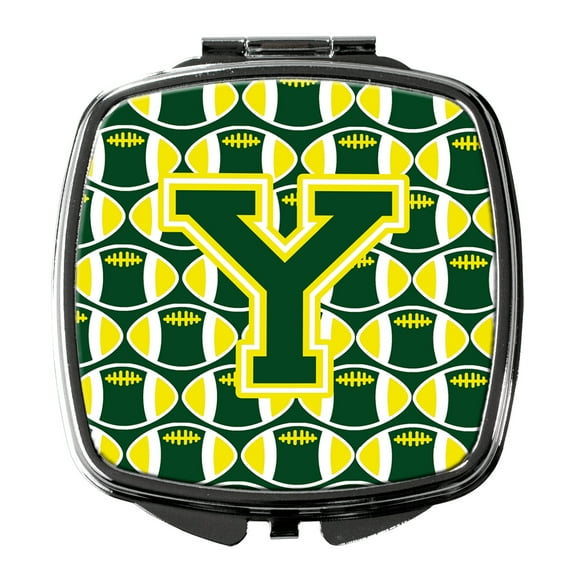 Letter Y Football Green and Yellow Compact Mirror CJ1075-YSCM