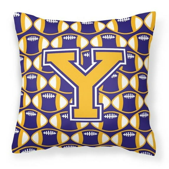 Letter Y Football Purple & Gold Fabric Decorative Pillow