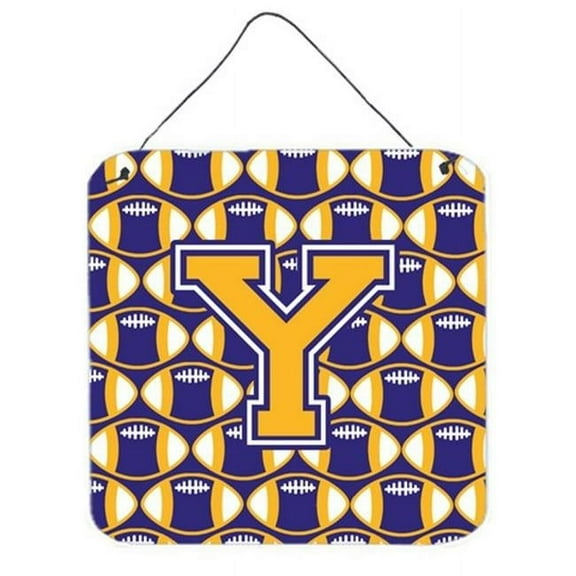 Letter Y Football Purple & Gold Wall or Door Hanging Prints