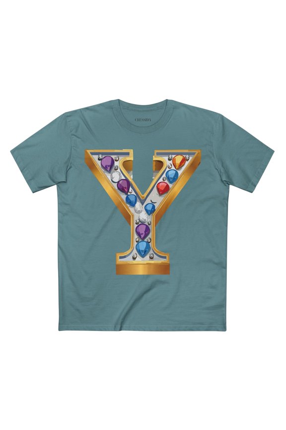 Letter Y Graphic Design Tee Unisex 100 Cotton With Antique Gold Letters Artwork T-Shirt