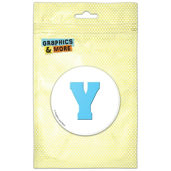 Letter Y Initial Baby Boy Block Font Blue Shower Refrigerator Button Magnet