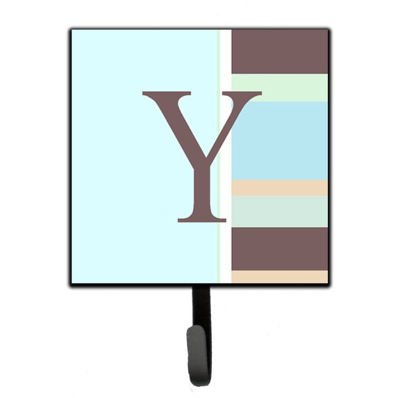 Letter Y Initial Monogram - Blue Stripes Leash or Key Holder