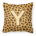 thumbnail image 1 of Letter Y Initial Monogram - Giraffe Fabric Decorative Pillow, 1 of 4