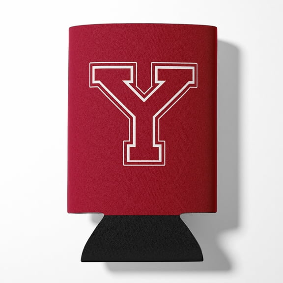 Letter Y Initial Monogram - Maroon and White Can or Bottle Hugger