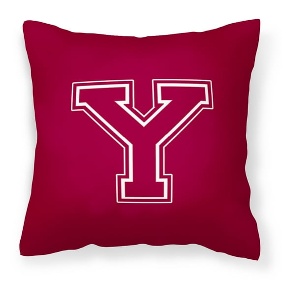 Letter Y Initial Monogram - Maroon and White Fabric Decorative Pillow