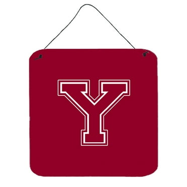Letter Y Initial Monogram - Maroon and White Wall or Door Hanging Prints