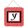 thumbnail image 1 of Letter Y Initial  - Red Black Polka Dots Wall or Door Hanging Prints, 1 of 1