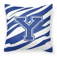 thumbnail image 1 of Letter Y Initial Tiger Stripe Blue and White Fabric Decorative Pillow, 1 of 4