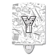 Letter Y Musical Note Letters Ceramic Night Light