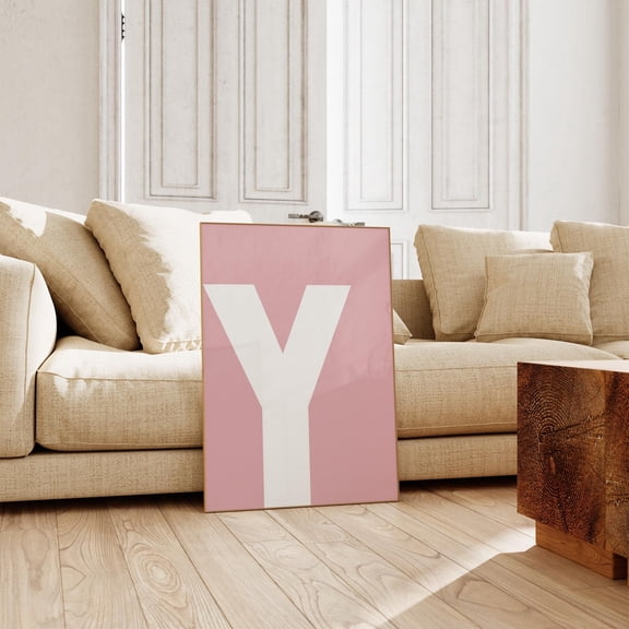 Letter Y Pink Alphabet Big Bold Initial Trendy Room Decor Preppy Wallart