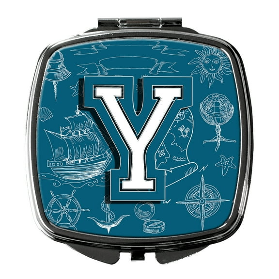 Letter Y Sea Doodles Initial Alphabet Compact Mirror