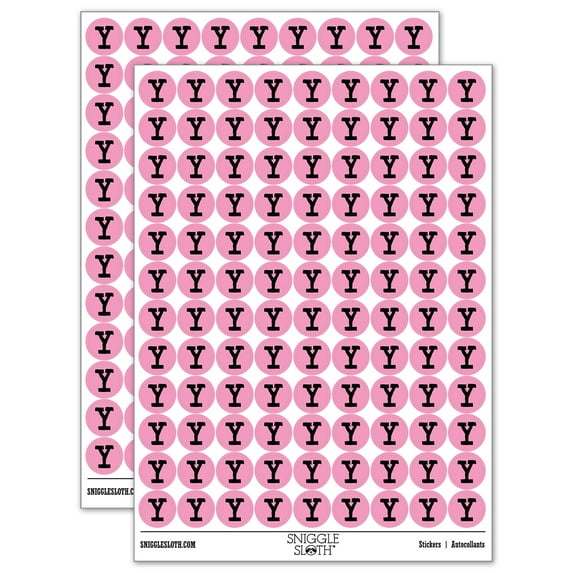 Letter Y Uppercase Cute Typewriter Font 200+ Round Stickers - Light Pink - Matte Finish - 0.50" Size