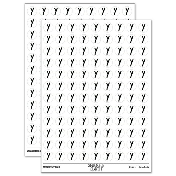 Letter Y Uppercase Felt Marker Font 200+ Round Stickers - White - Gloss Finish - 0.50" Size