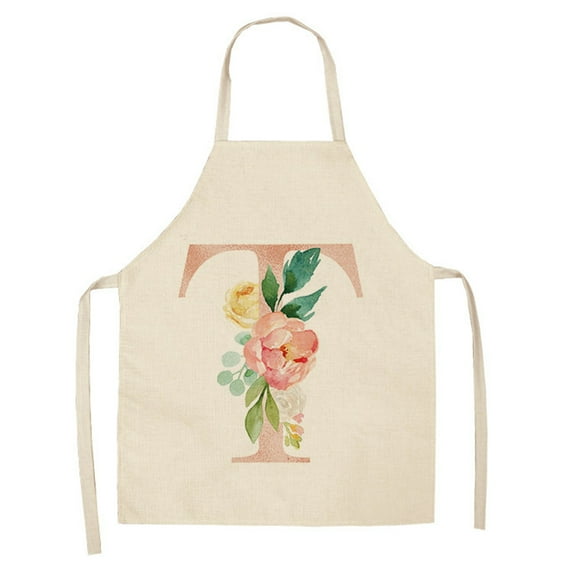 Letter A to Z Apron,Alphabet with Sunflower White Background Bib Apron with Adjustable Neck for Men Women,Suitable for Home Kitchen Cooking Waitress Chef Grill Bistro Baking BBQ Cobbler Apron
