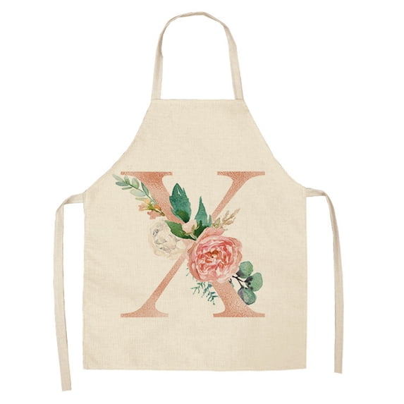 Letter A to Z Apron,Alphabet with Sunflower White Background Bib Apron with Adjustable Neck for Men Women,Suitable for Home Kitchen Cooking Waitress Chef Grill Bistro Baking BBQ Cobbler Apron