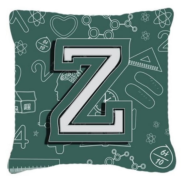 Letter Z Back To School Initial Canvas Fabric Decorative Pillow