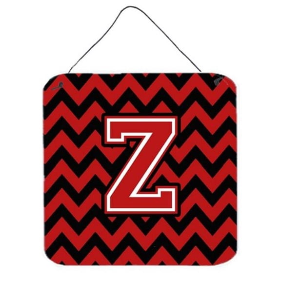 Letter Z Chevron Black & Red Wall or Door Hanging Prints