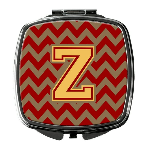 Letter Z Chevron Garnet and Gold Compact Mirror