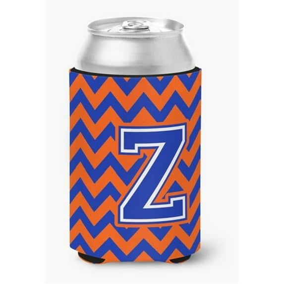 Letter Z Chevron Orange & Blue Can or Bottle Hugger, 0.25 x 4 x 5.5 in.