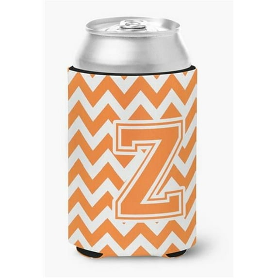 Letter Z Chevron Orange & White Can or Bottle Hugger