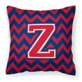 thumbnail image 1 of Letter Z Chevron Yale Blue and Crimson Fabric Decorative Pillow, 1 of 2