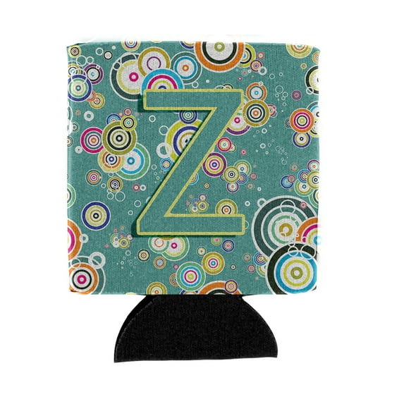 Letter Z Circle Circle Teal Initial Alphabet Can or Bottle Hugger