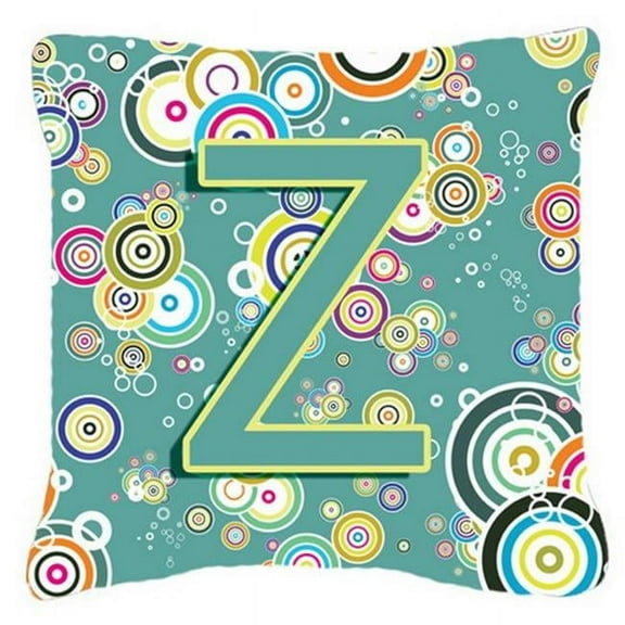 Letter Z Circle Circle Teal Initial Alphabet Canvas Fabric Decorative Pillow