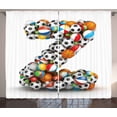 thumbnail image 1 of Ambesonne Letter Z Curtains 2 Panel Set, Colorful Sports Balls, 108" x 96", Multicolor, 1 of 3