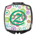 thumbnail image 1 of Letter Z Flowers Pink Teal Green Initial Compact Mirror CJ2011-ZSCM, 1 of 4